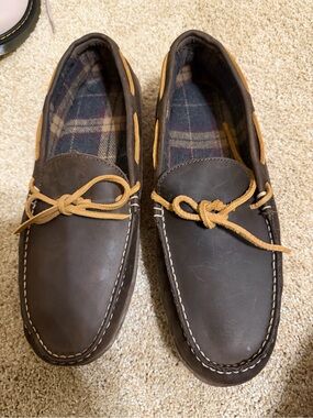 LL Bean Men's Dark Brown Leather moccasin sleepers Classic style size 11 new